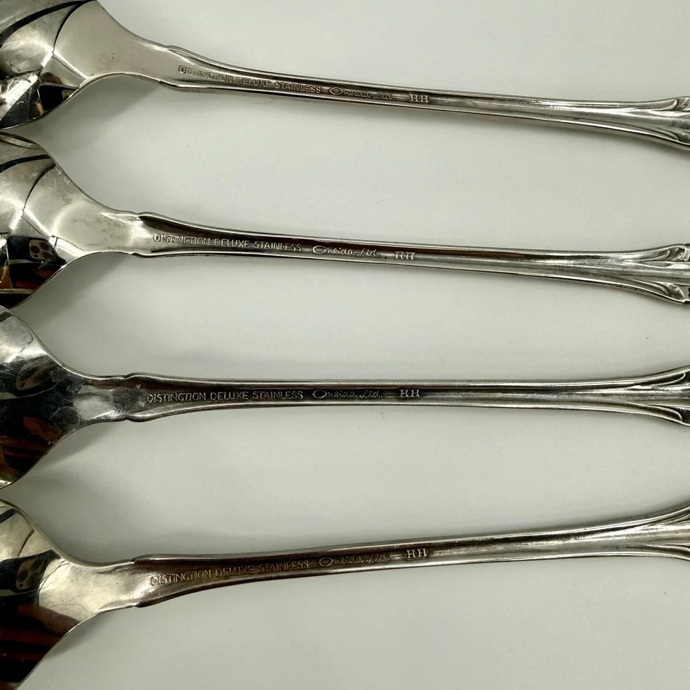 Oneida Distinction Deluxe Raphael Stainless Steel Set 4 Ice Tea Spoons 7.5